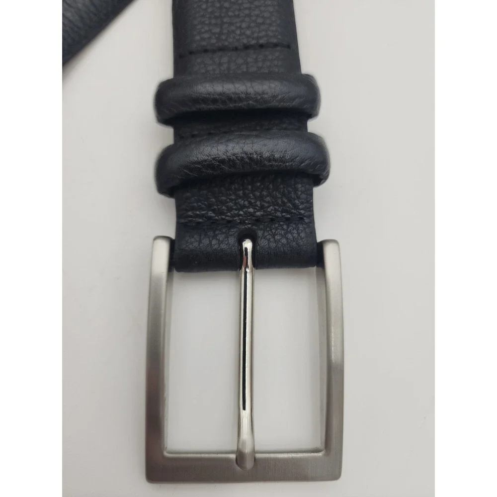 Daniel Cremieux Black Belt Silver Tone Buckle Double Loop Italian Leather Sz 40
